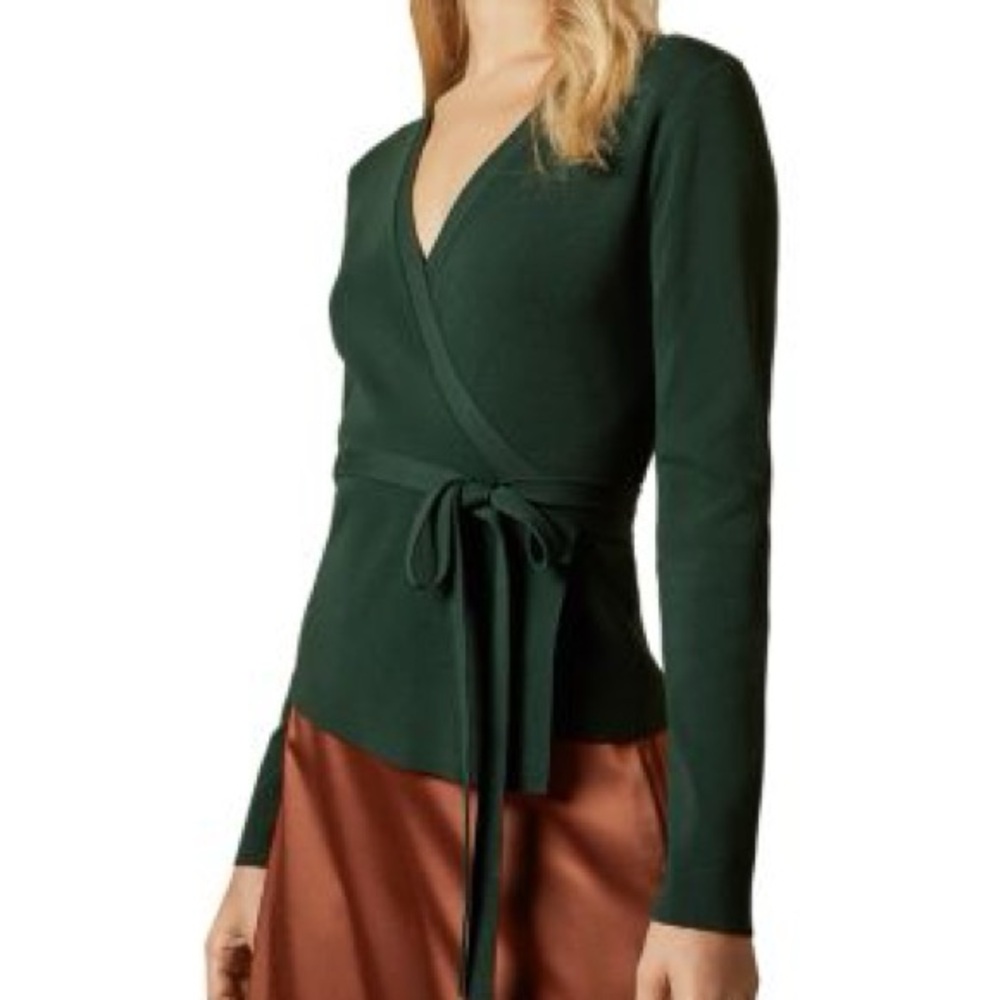 Ted Baker Green V-Neck Wrap Sweater